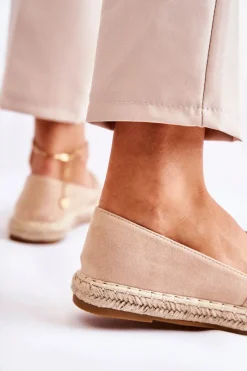 Outlet Klasyczne Wsuwane Damskie Espadryle Beżowe Cersei Damskie Czarne Espadryle