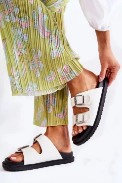 Sale Boto Klasyczne Wsuwane Klapki Damskie Białe Weston