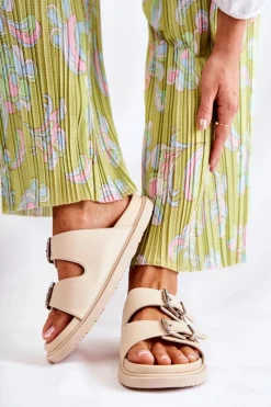 Klapki Damskie Klasyczne>Boto Klasyczne Wsuwane Klapki Damskie Beżowe Weston