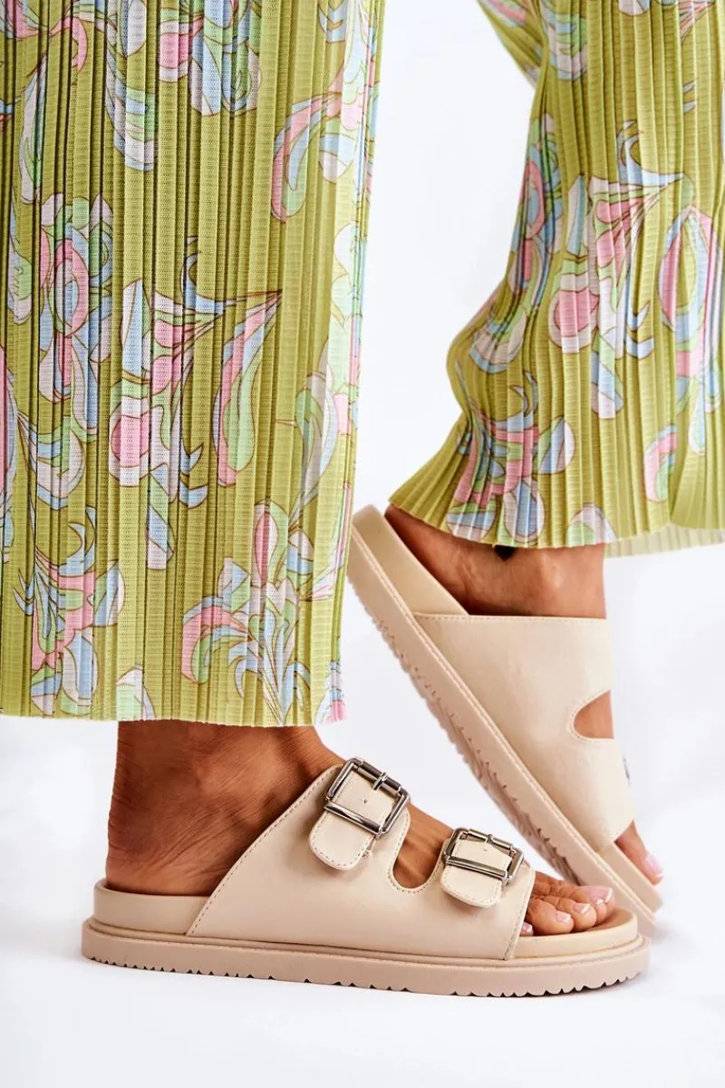 Klapki Damskie Klasyczne>Boto Klasyczne Wsuwane Klapki Damskie Beżowe Weston