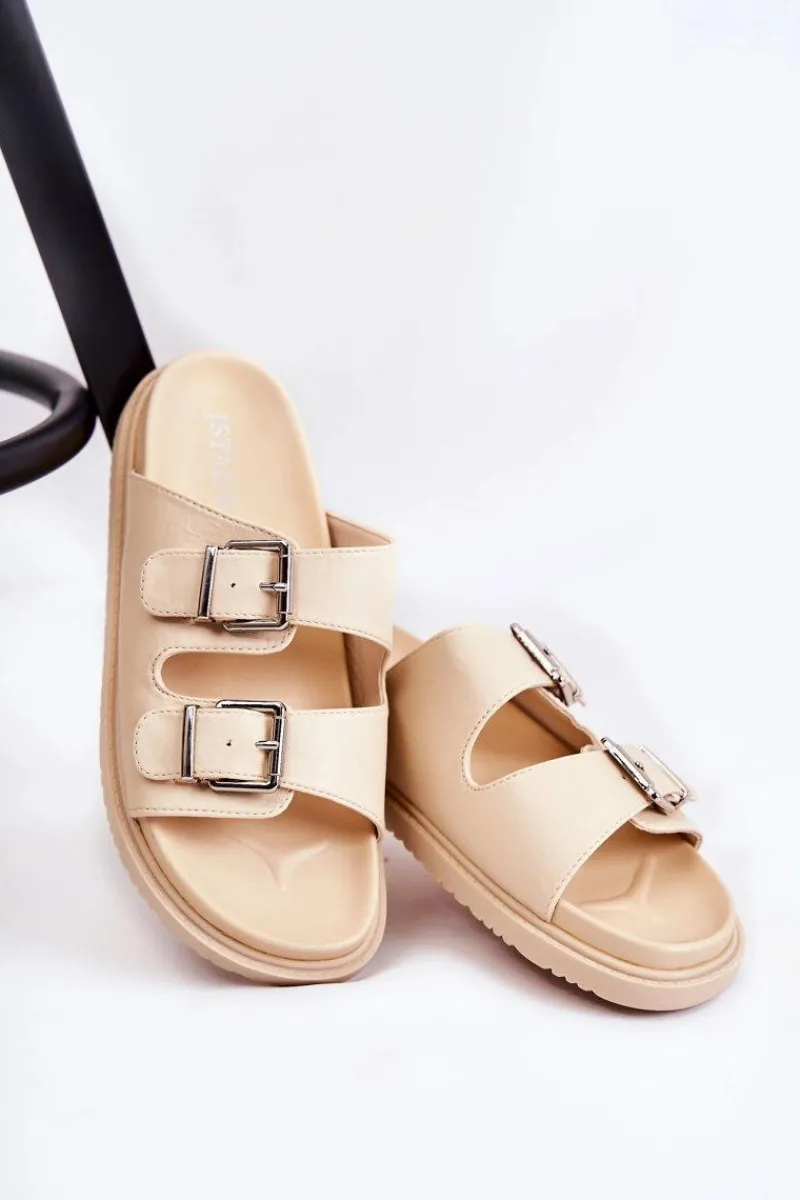 Klapki Damskie Klasyczne>Boto Klasyczne Wsuwane Klapki Damskie Beżowe Weston