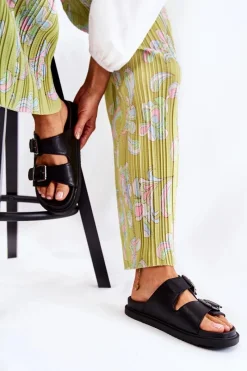 Discount Boto Klasyczne Wsuwane Klapki Damskie Czarne Weston