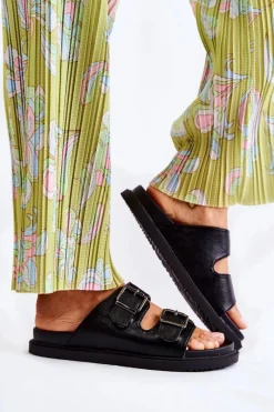 Discount Boto Klasyczne Wsuwane Klapki Damskie Czarne Weston