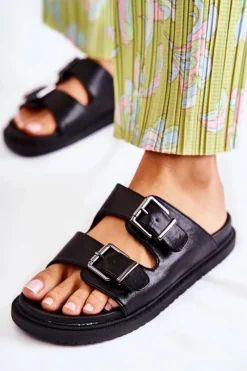 Discount Boto Klasyczne Wsuwane Klapki Damskie Czarne Weston