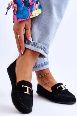 New Klasyczne Wsuwane Mokasyny Czarne Carly Damskie Loafersy Damskie|Mokasyny Damskie Zamszowe