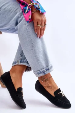 New Klasyczne Wsuwane Mokasyny Czarne Carly Damskie Loafersy Damskie|Mokasyny Damskie Zamszowe
