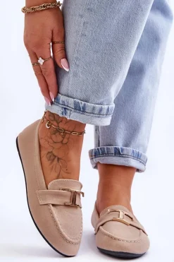 Online Klasyczne Wsuwane Mokasyny Jasnobeżowe Carly Damskie Mokasyny Damskie Zamszowe