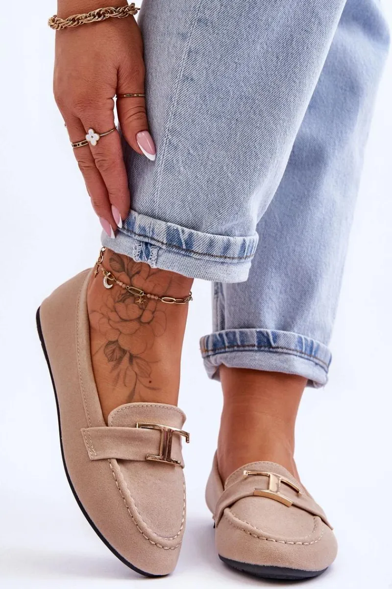 Online Klasyczne Wsuwane Mokasyny Jasnobeżowe Carly Damskie Mokasyny Damskie Zamszowe