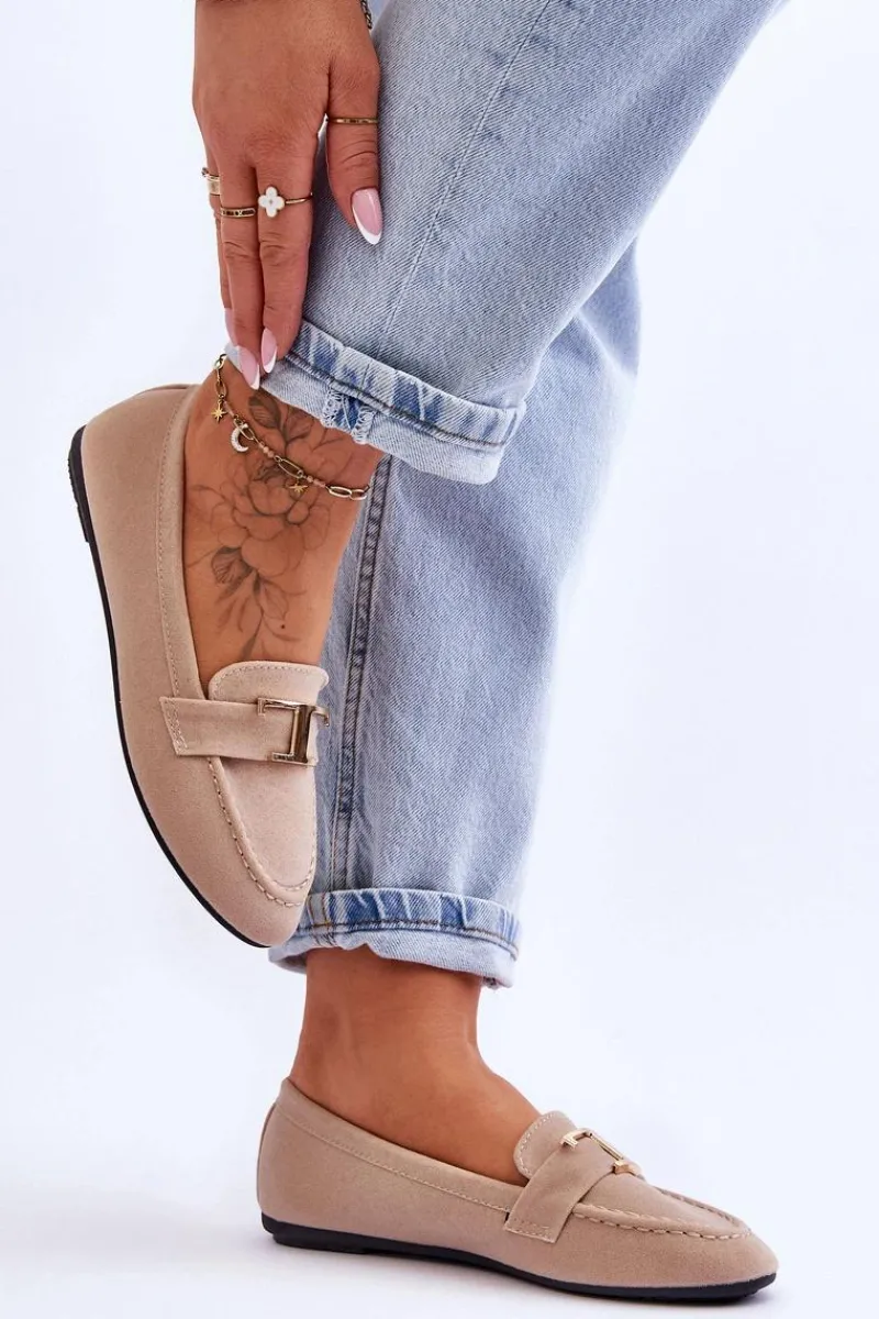 Online Klasyczne Wsuwane Mokasyny Jasnobeżowe Carly Damskie Mokasyny Damskie Zamszowe