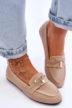 Online Klasyczne Wsuwane Mokasyny Jasnobeżowe Carly Damskie Mokasyny Damskie Zamszowe