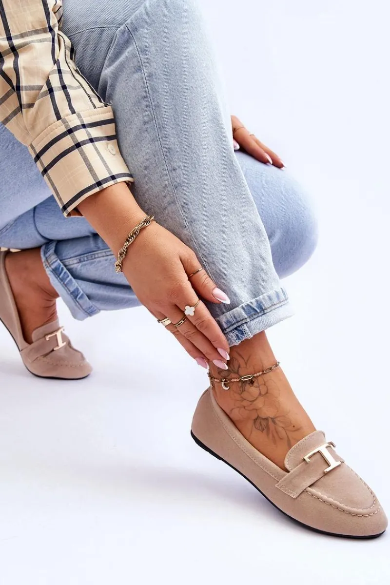 Online Klasyczne Wsuwane Mokasyny Jasnobeżowe Carly Damskie Mokasyny Damskie Zamszowe