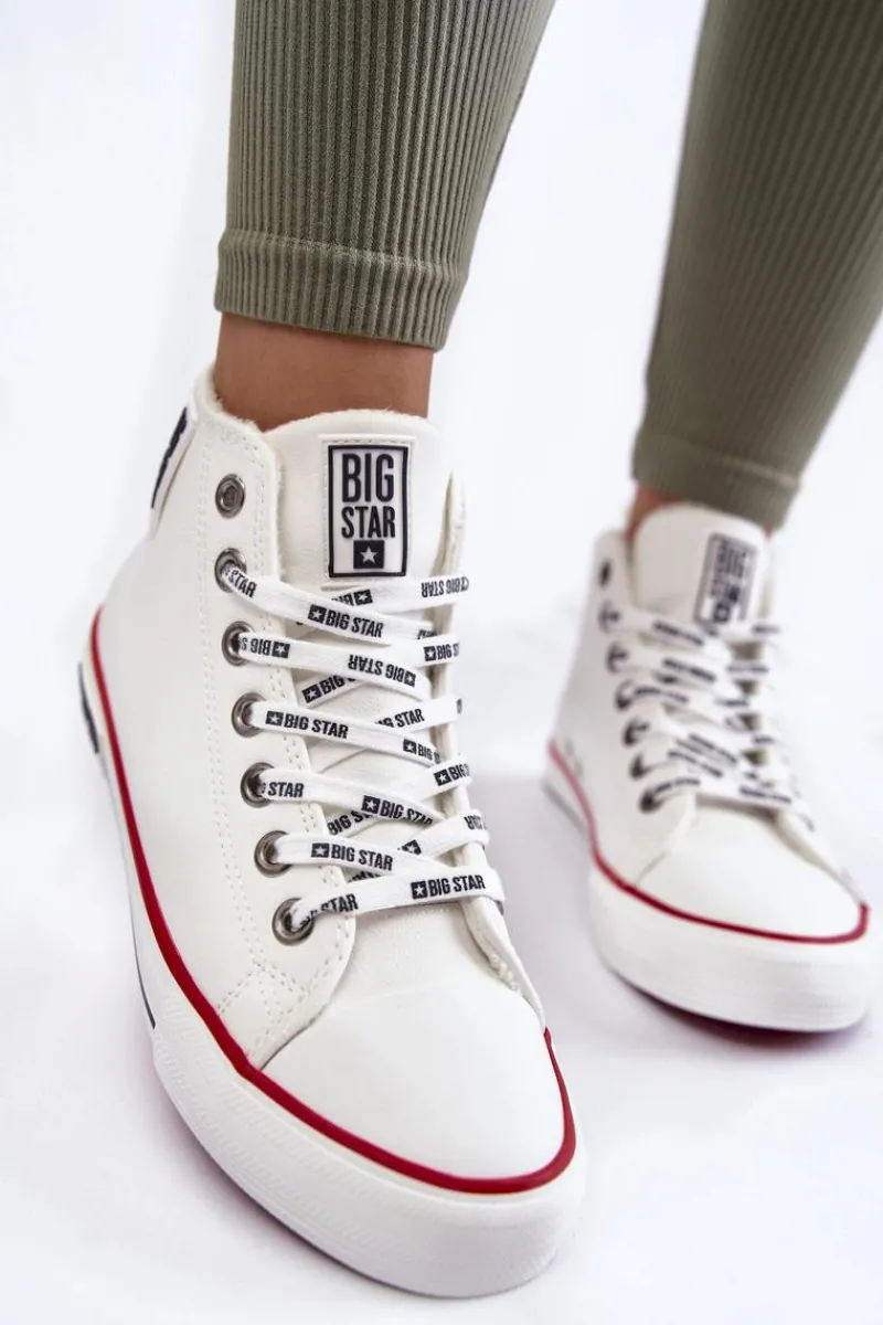 Discount Big Star Shoes Klasyczne Wysokie Ocieplane Trampki Big Star KK274597 Białe