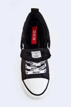 Online Klasyczne Wysokie Ocieplane Trampki Big Star KK274598 Czarne Damskie Trampki Ocieplane|Trampki Damskie Big Star