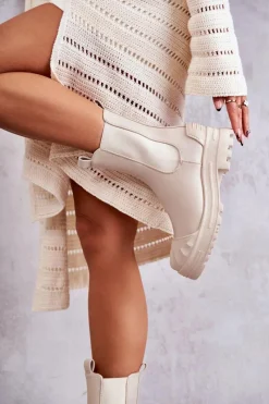 Brązowe I Beżowe Botki|Botki Płaskie><noscript><img width=