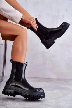 Sale Boto Klasyczne Wysokie Workery Botki Czarne Bassti