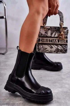 Sale Boto Klasyczne Wysokie Workery Botki Czarne Bassti