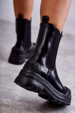 Sale Boto Klasyczne Wysokie Workery Botki Czarne Bassti