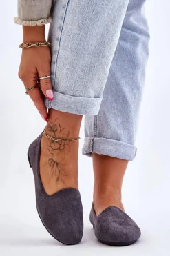 Baleriny Klasyczne>Boto Klasyczne Zamszowe Baleriny Szare Nash