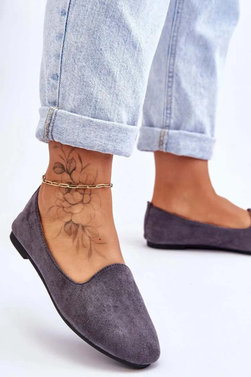 Baleriny Klasyczne>Boto Klasyczne Zamszowe Baleriny Szare Nash