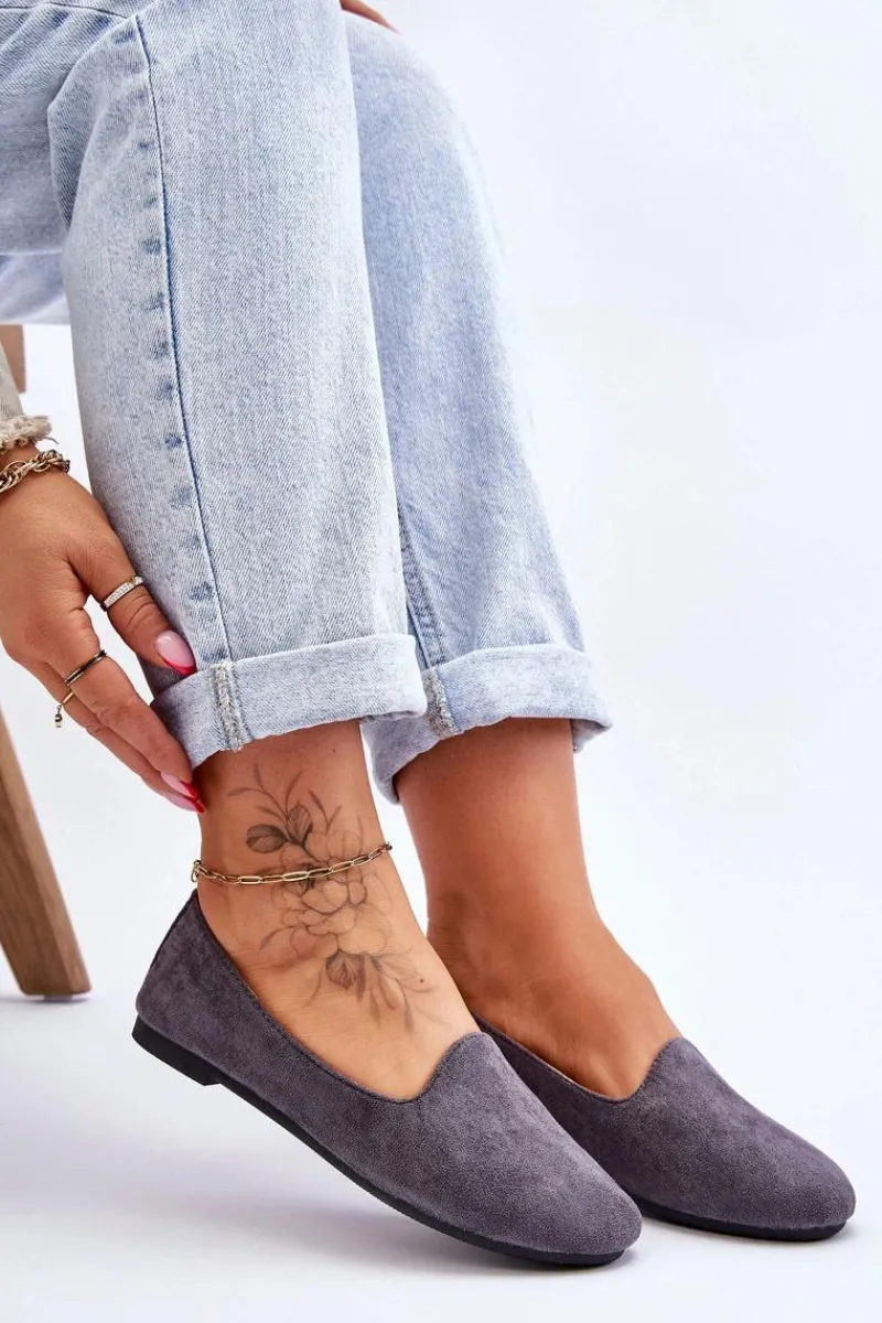 Baleriny Klasyczne>Boto Klasyczne Zamszowe Baleriny Szare Nash