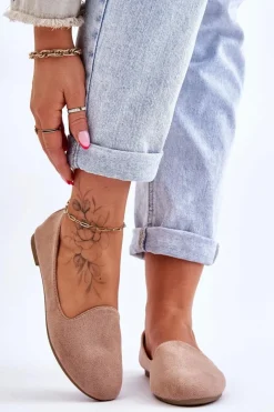 Sale Klasyczne Zamszowe Baleriny Beżowe Nash Damskie Baleriny Klasyczne