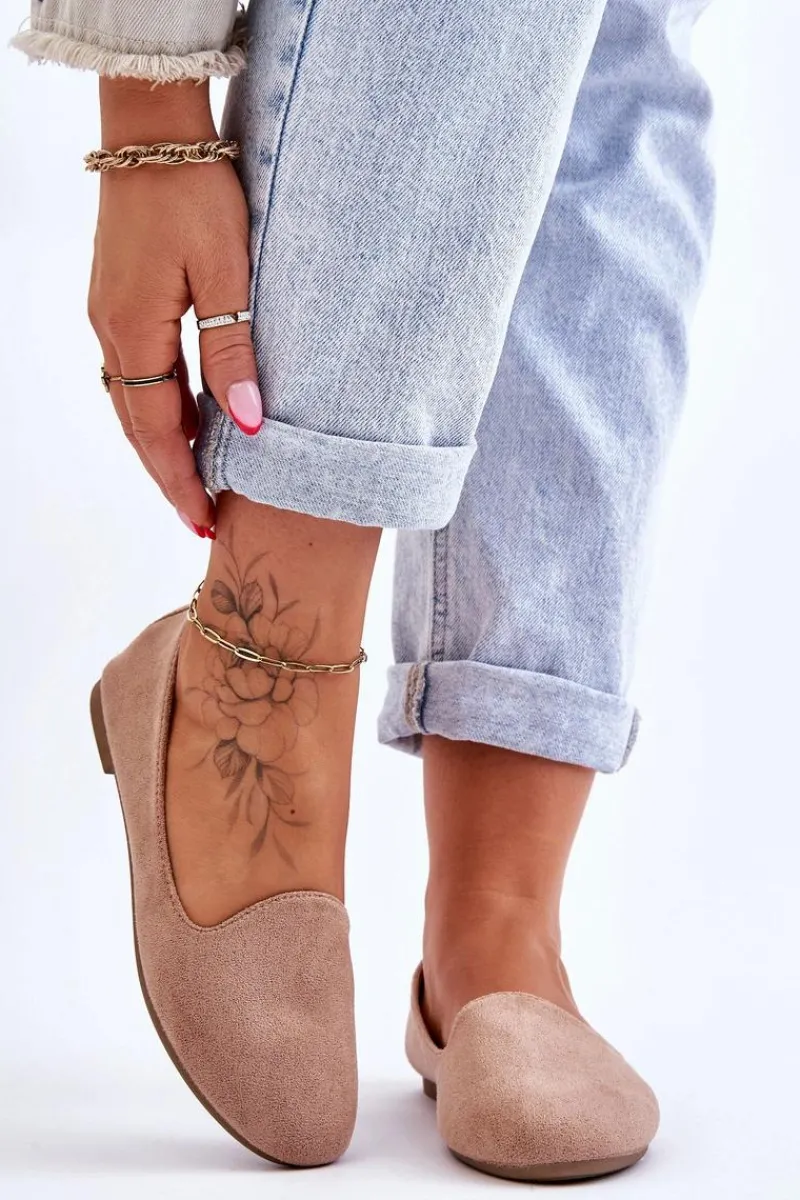 Sale Klasyczne Zamszowe Baleriny Beżowe Nash Damskie Baleriny Klasyczne