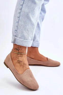 Sale Klasyczne Zamszowe Baleriny Beżowe Nash Damskie Baleriny Klasyczne