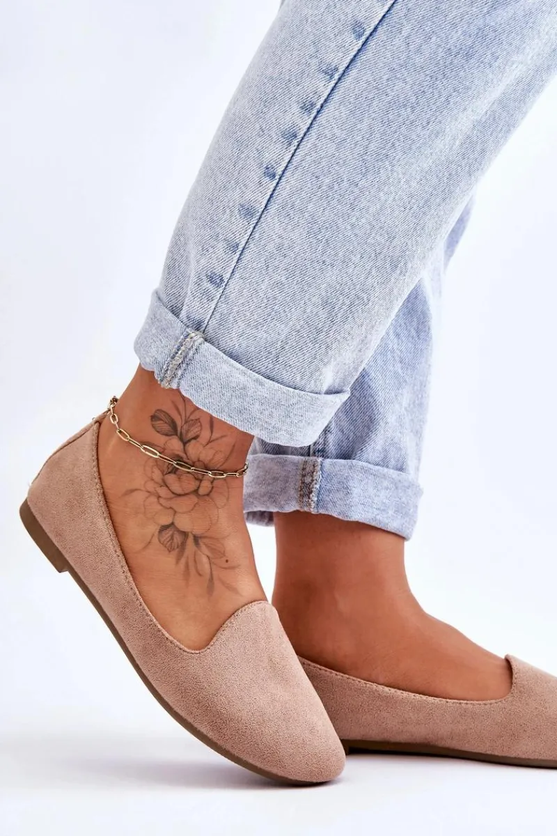 Sale Klasyczne Zamszowe Baleriny Beżowe Nash Damskie Baleriny Klasyczne