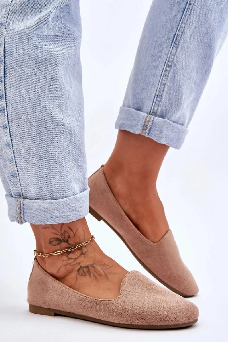 Sale Klasyczne Zamszowe Baleriny Beżowe Nash Damskie Baleriny Klasyczne