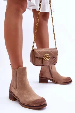 Best Klasyczne Zamszowe Botki Damskie Beżowe Metanassa Damskie Botki Wiosenne|Brązowe I Beżowe Botki