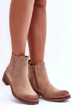 Best Klasyczne Zamszowe Botki Damskie Beżowe Metanassa Damskie Botki Wiosenne|Brązowe I Beżowe Botki