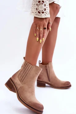 Best Klasyczne Zamszowe Botki Damskie Beżowe Metanassa Damskie Botki Wiosenne|Brązowe I Beżowe Botki
