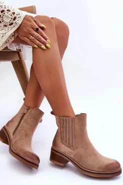 Best Klasyczne Zamszowe Botki Damskie Beżowe Metanassa Damskie Botki Wiosenne|Brązowe I Beżowe Botki