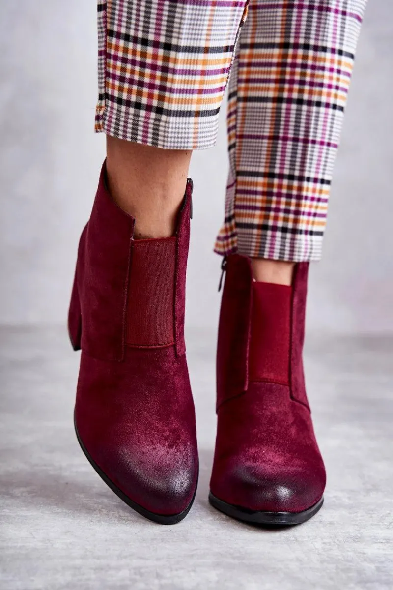 Botki Na Słupku|Botki Zimowe Damskie>Boto Klasyczne Zamszowe Botki La.Fi 260035WI-SU Bordowe