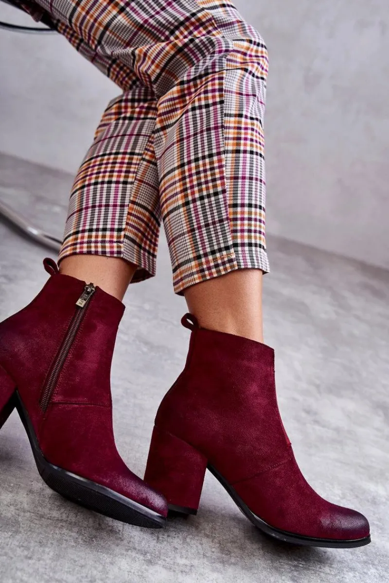 Botki Na Słupku|Botki Zimowe Damskie>Boto Klasyczne Zamszowe Botki La.Fi 260035WI-SU Bordowe