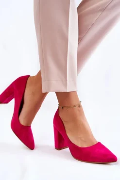 Czółenka Zamszowe|Czółenka Na Słupku>Boto Klasyczne Zamszowe Czółenka Na Słupku Fuksja Kendra