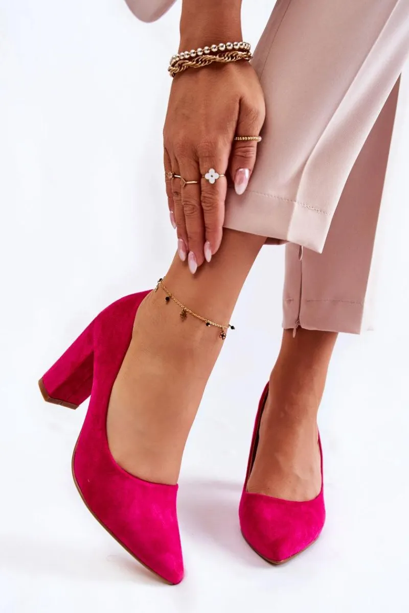 Czółenka Zamszowe|Czółenka Na Słupku>Boto Klasyczne Zamszowe Czółenka Na Słupku Fuksja Kendra