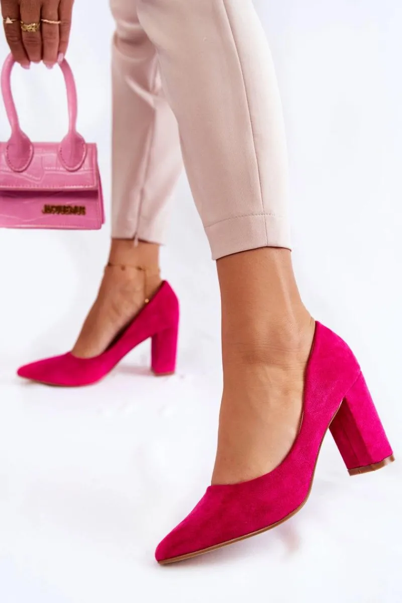 Czółenka Zamszowe|Czółenka Na Słupku>Boto Klasyczne Zamszowe Czółenka Na Słupku Fuksja Kendra