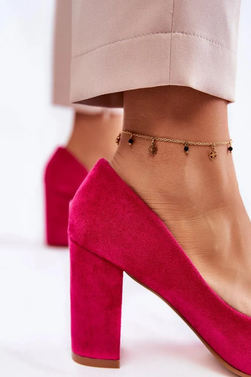 Czółenka Zamszowe|Czółenka Na Słupku>Boto Klasyczne Zamszowe Czółenka Na Słupku Fuksja Kendra