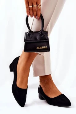 New Boto Klasyczne Zamszowe Czółenka Czarne Rheya