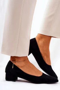 New Boto Klasyczne Zamszowe Czółenka Czarne Rheya