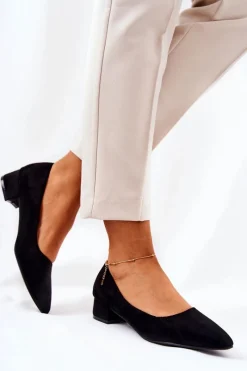 New Boto Klasyczne Zamszowe Czółenka Czarne Rheya