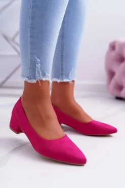 New Boto Klasyczne Zamszowe Czółenka Fuksja Rheya