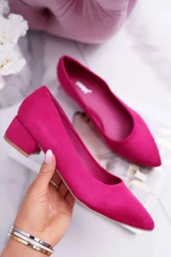 New Boto Klasyczne Zamszowe Czółenka Fuksja Rheya