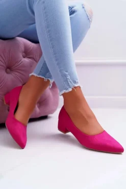 New Boto Klasyczne Zamszowe Czółenka Fuksja Rheya