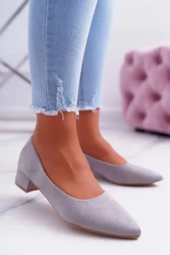 Clearance Klasyczne Zamszowe Czółenka Szare Rheya Damskie Czółenka Zamszowe|Czółenka Klasyczne