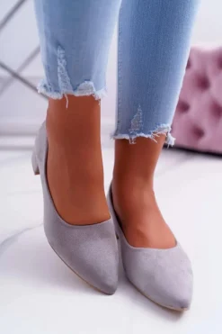 Clearance Klasyczne Zamszowe Czółenka Szare Rheya Damskie Czółenka Zamszowe|Czółenka Klasyczne