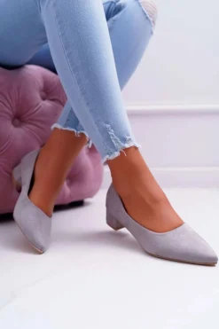 Clearance Klasyczne Zamszowe Czółenka Szare Rheya Damskie Czółenka Zamszowe|Czółenka Klasyczne