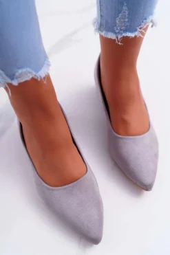 Clearance Klasyczne Zamszowe Czółenka Szare Rheya Damskie Czółenka Zamszowe|Czółenka Klasyczne