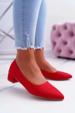 Czółenka Zamszowe|Czółenka Klasyczne>Boto Klasyczne Zamszowe Czółenka Czerwone Rheya